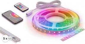 Set 1x bandă LED RGBW NEO LITE LED/24W/230V 5 m IP65 Wi‑Fi + 5 profile de 1 m + telecomandă