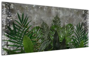 Tablou - Zid de beton cu plante (120x50 cm)