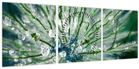 Tablou - Imagine macro a unei flori (cu ceas) (90x30 cm)