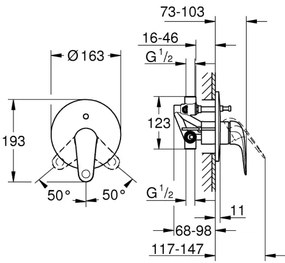 GROHE SWIFT 24336001 - Baterie pentru cadă DN 15, crom lucios