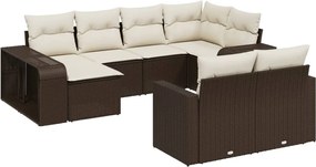 vidaXL Set canapele de grădină cu perne, 10 piese, maro, poliratan