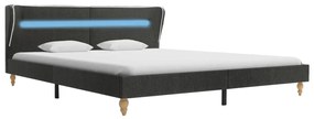 280596 vidaXL Cadru de pat cu LED-uri, gri închis, 180x200 cm, pânză de sac