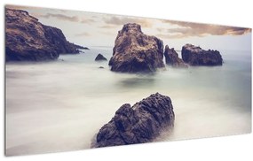 Tablou cu stânci în ceață (120x50 cm)
