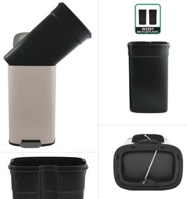 Coș de gunoi cu pedală soft-close Spirella Akira30 l, gri-maro mat, 30 l