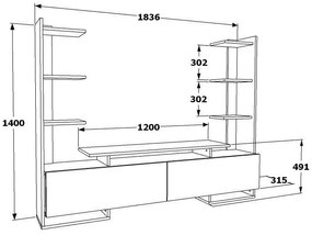 Mobilier living Avianne (alb + stejar). 1101399