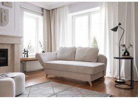 Șezlong bej cu tapițerie din catifea reiată (cu colț pe partea stângă) Chic Charlotte – Miuform