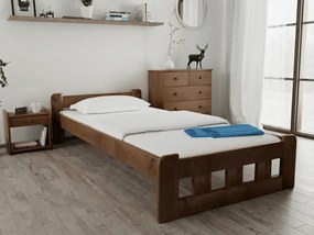 Pat de o persoana inalt Naomi 90x200 cm, stejar Saltele: Cu saltele Somnia 18 cm, Somiera pat: Cu lamele curbate