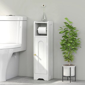 HOMCOM Dulap Compact pentru Baie cu Suport Hârtie Igienică - Alb | Aosom Romania
