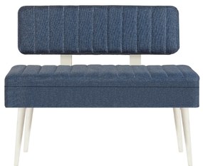 Masă de sufragerie extensibilă cu 2 scaune și 2 bănci Vlasta (alb + albastru închis). 1073084