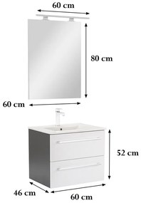 Mobilier complet de baie Vario Clam 60 antracit-alb