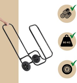 Gardebruk Cărucior pentru lemne de foc AUREL, 56x45x105cm, negru