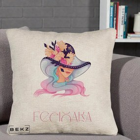 Perna Personalizata Zodie Fecioara, 40x40 cm, Bej Canapea, Husa Detasabila, Perna Inclusa, BEKZ®