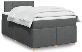 vidaXL Pat box spring cu saltea, gri închis, 120x200 cm, textil