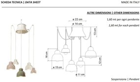 Lustra cu 5 pendule design italian realizat manual din ceramica BERIMBAU Mix