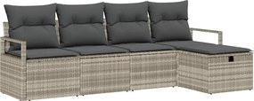 vidaXL Set de canapele pentru grădină 5 pcs Gri deschis Rattan poli