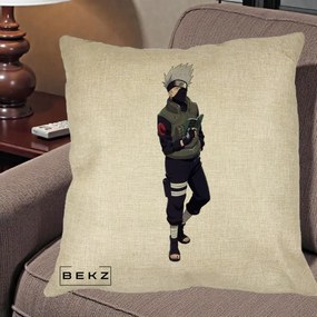 Perna Personalizata Naruto Kakashi Hatake Portret Complet, 40x40 cm, Crem, Husa Detasabila, Perna Inclusa, BEKZ®