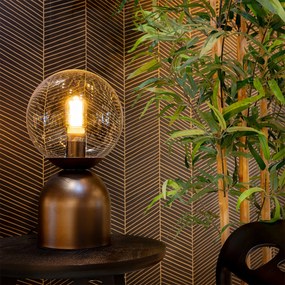 Lampă de masă Hotel Chic Bronz închis cu sticlă clară - Pallon Trend