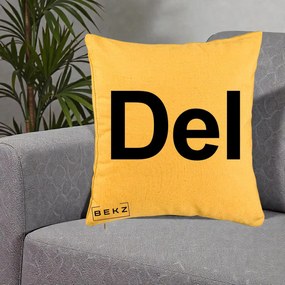 Perna Personalizata Tasta Del Tipografie Bold, 40x40 cm, Galben, Husa Detasabila, Perna Inclusa, BEKZ®