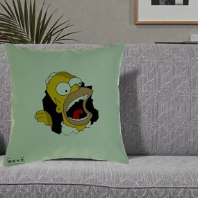 Perna Personalizata Homer Simpson Surpriza, 40x40 cm, Verde, Husa Detasabila, Perna Inclusa, BEKZ®