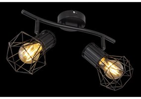 Aplica de perete / tavan cu 2 spoturi design industrial PRISKA negru
