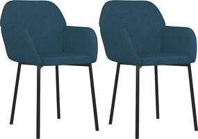 vidaXL Scaune de sufragerie, 2 buc., albastru, catifea