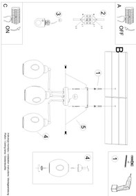 Lustră pe tijă FILLAN 3xE27/60W/230V neagră Sollux SL.1144