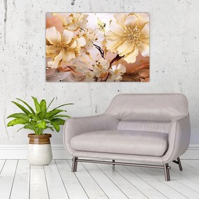 Tablou - Flori de aur (90x60 cm)