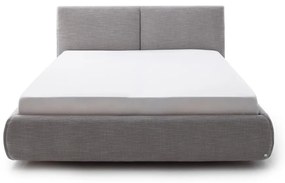 Pat matrimonial gri tapițat cu spațiu de depozitare cu somieră 180x200 cm Atesio – Meise Möbel
