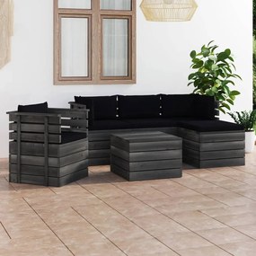 Set mobilier gradina paleti cu perne 6 piese lemn masiv pin Negru, 6