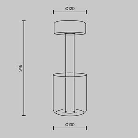 Lampa portabila cu baterii cu baza in forma de vaza AI design negru/ fumuriu