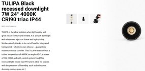 Spot LED incastrabil TULIPA Black recessed downlight 7W 24° 4000K CRI90 triac IP44
