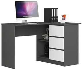 Masă PC de colț Balcon (grafit + alb) (D). 1117083