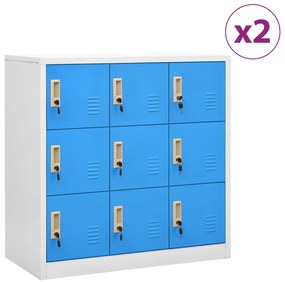 vidaXL Dulapuri vestiar 2 buc. gri deschis/albastru 90x45x92,5 cm oțel