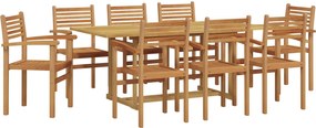 vidaXL Set de masă pentru grădină 9 pcs Maro Lemn solid de tec