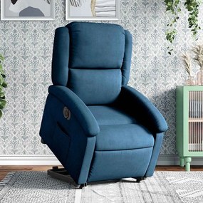 vidaXL Fotoliu electric rabatabil cu ridicare, albastru, catifea