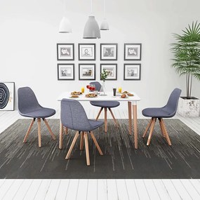 243574 vidaXL Set masă și scaune de bucătărie, 5 piese, alb și gri deschis