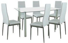 Set de masă Verna 6+1 alb-gri