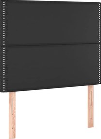 vidaXL Tăblie de pat neagră 90x5x118/128 cm piele ecologică