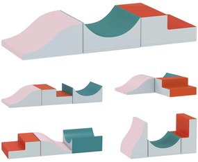 AIYAPLAY Set de cățărare și târâre din 3 piese pentru copii mici, Piele ecologică, Spumă, Gri deschis | Aosom Romania