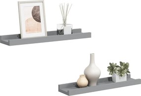 vidaXL Rafturi rame foto cu bordură, 2 buc., gri, 40 x 9 x 3 cm, MDF