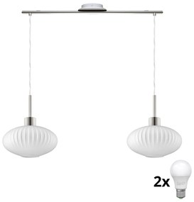 Lustră LED pe cablu HARMA 2xE27/60W/230V crom mat/alb