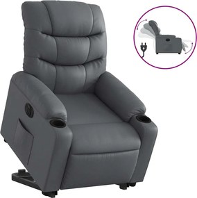 vidaXL Fotoliu rabatabil electric cu ridicare, gri, piele ecologică