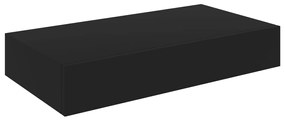288205 vidaXL Raft de perete suspendat cu sertar, negru, 48 x 25 x 8 cm