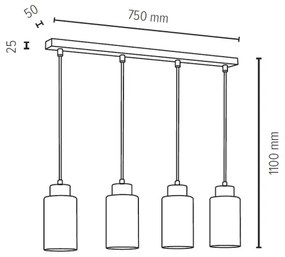 Lustră pe cablu BOSCO 4xE27/60W/230V
