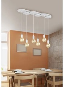 Lustră pe cablu DISCUS 6xE27/28W/230V albă Trio