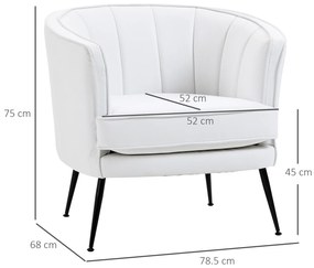 Fotoliu modern din piele artificiala cu picioare de otel HOMCOM, scaun decorativ tapitat, pentru sufragerie | Aosom RO