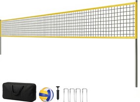 SPORTNOW Set plasă volei Portabil Set pentru volei cu stâlpi din oțel reglabili pe înălțime Geantă de transport 950 x 100 x 248 cm Negru | Aosom Romania