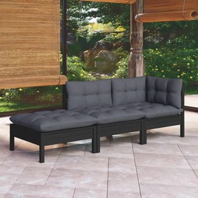 3096284 vidaXL Set mobilier grădină cu perne, 3 piese, lemn masiv pin
