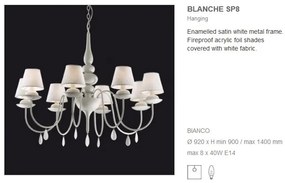 Candelabru 8 brate diametru 92cm BLANCHE SP8 BIANCO 035574