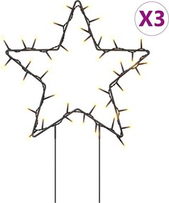 vidaXL Decor stele luminoase de Crăciun cu țăruși 3 buc. 50 LED 29 cm